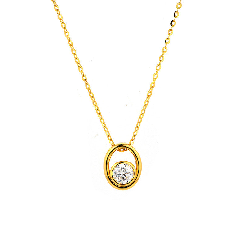 925 sterling silver necklace silver plated 18K yellow round 5.0mm moissanite necklace