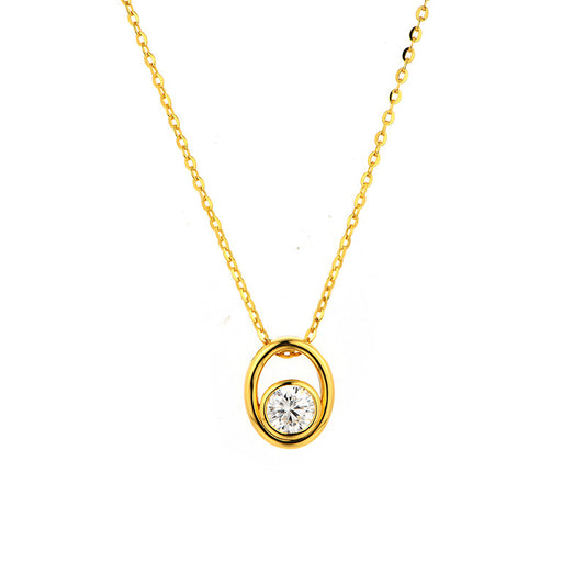 925 sterling silver necklace silver plated 18K yellow round 5.0mm moissanite necklace