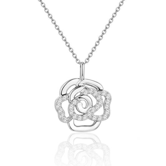 New S925 Sterling Silver Rose Necklace Moissanite Necklace