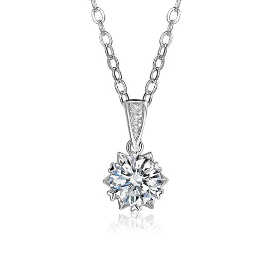 New niche design 2 carat sterling silver colored moissanite diamond snowflake necklace fashion hundred models