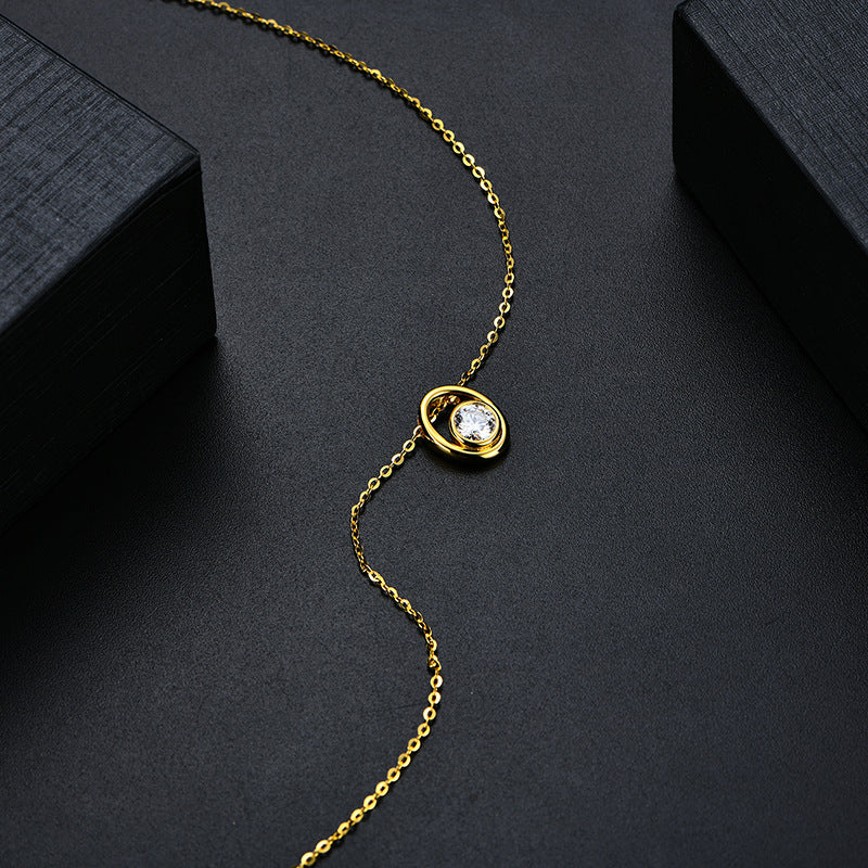 925 sterling silver necklace silver plated 18K yellow round 5.0mm moissanite necklace