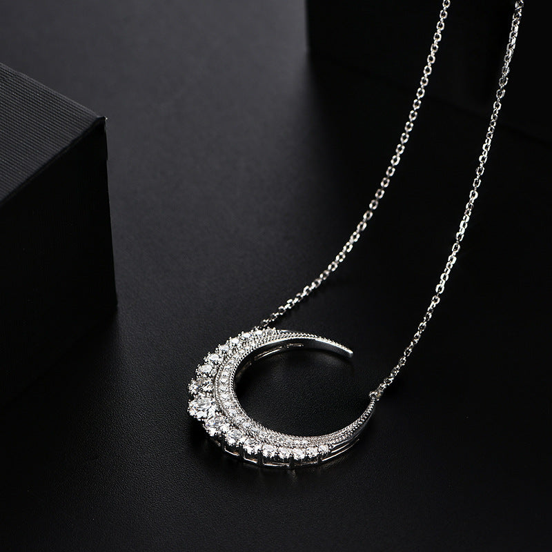 Clavicle chain moissanite moon sterling silver moissanite crescent necklace
