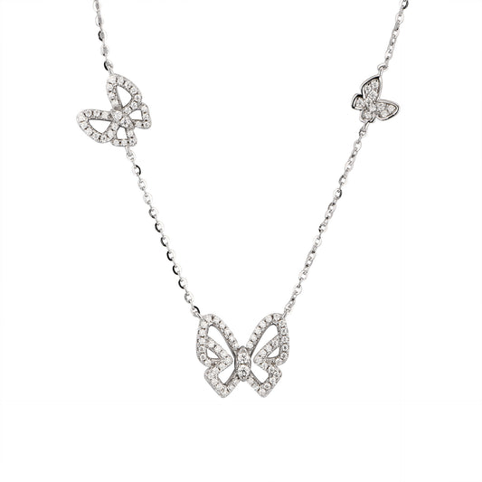 Sterling Silver Butterfly Necklace Niche Design Pendant New Moissanite Necklace