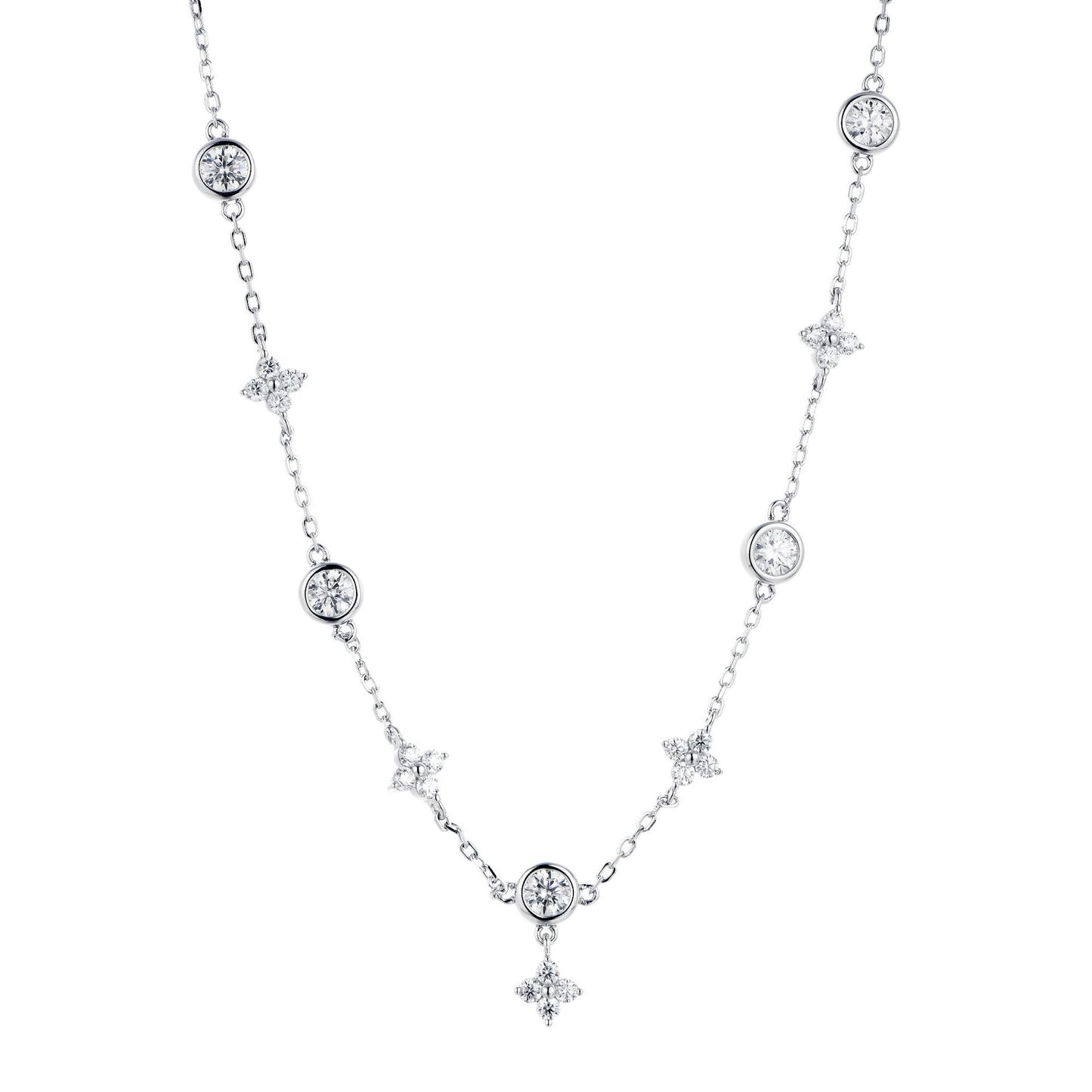 925 sterling silver moissanite petal necklace Korea ins style four-leaf clover necklace female