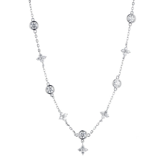 925 sterling silver moissanite petal necklace Korea ins style four-leaf clover necklace female