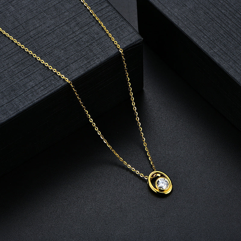925 sterling silver necklace silver plated 18K yellow round 5.0mm moissanite necklace