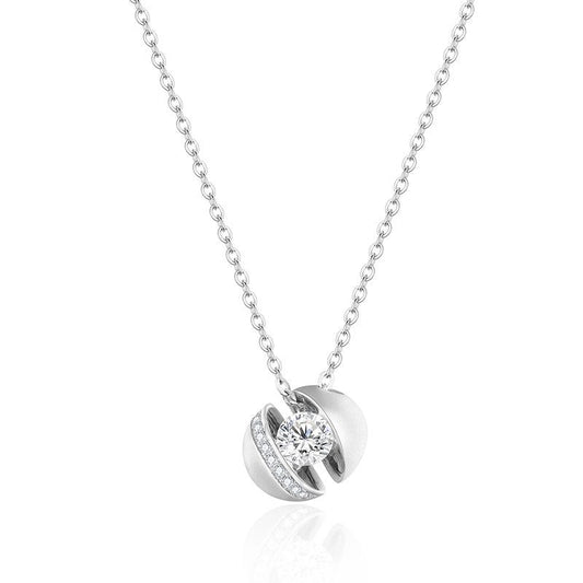 New S925 sterling silver necklace female ins style creative sphere moissanite necklace