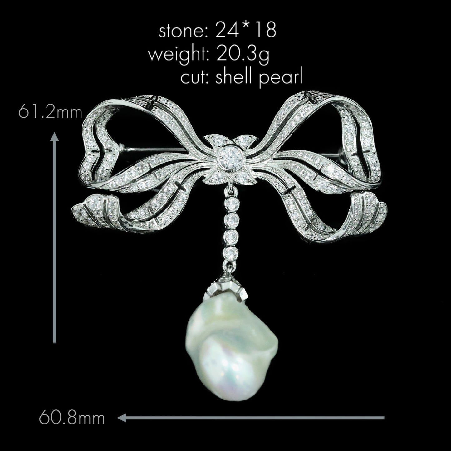 High Carbon Diamond Bead Edwardian Antique Baroque Brooch
