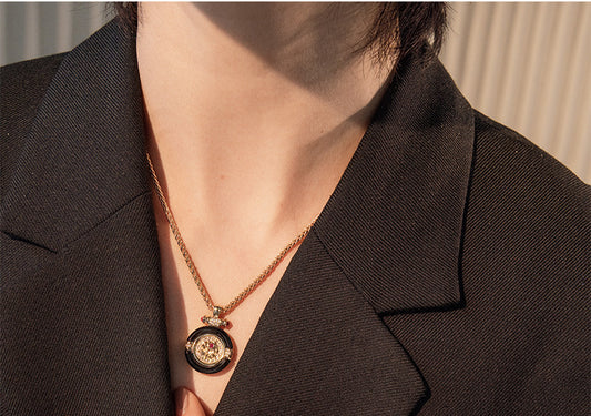 Red Corundum Onyx Rose Vintage Necklace