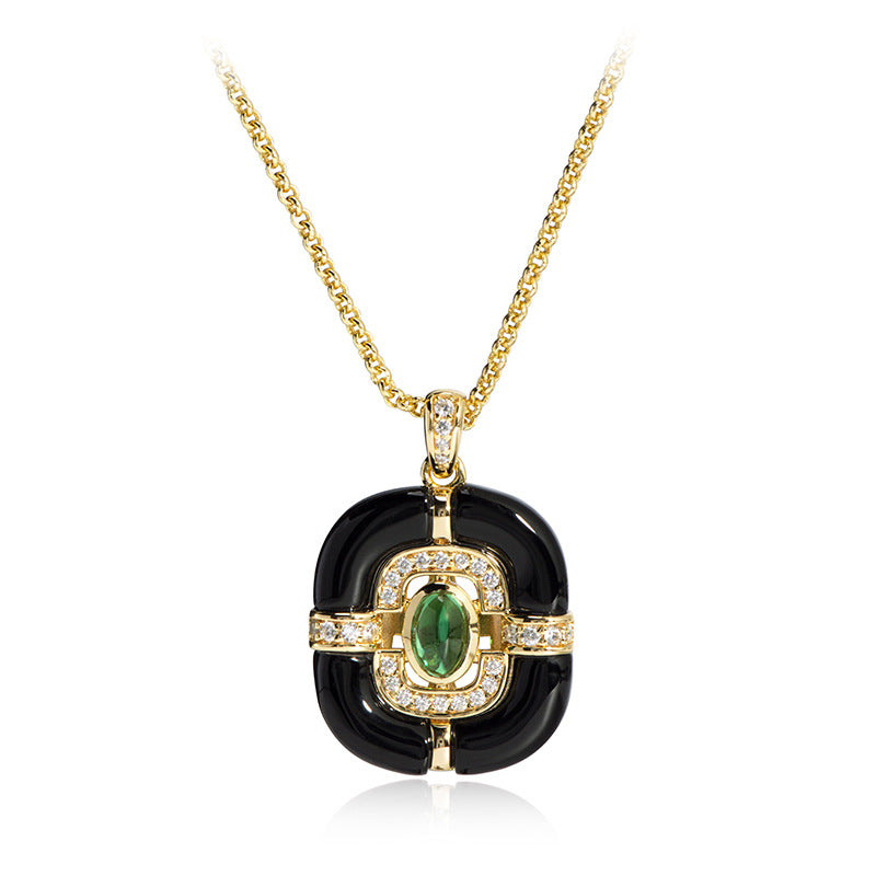 Square Onyx Green Nano Vintage Necklace