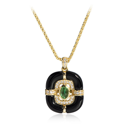 Square Onyx Green Nano Vintage Necklace
