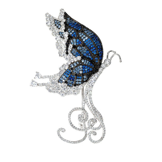 Blue and Black Butterfly Diamond Brooch Luxury Premium Corsage