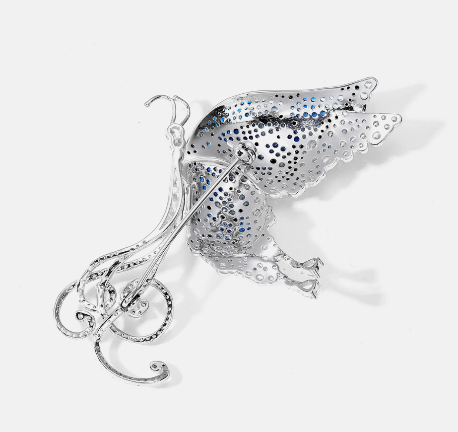 Blue and Black Butterfly Diamond Brooch Luxury Premium Corsage