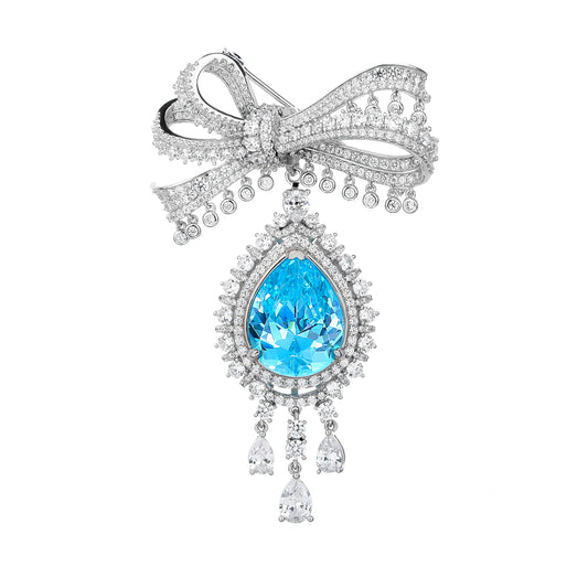 Diamond Ribbon Sapphire Brooch Diamond Elegant Corsage