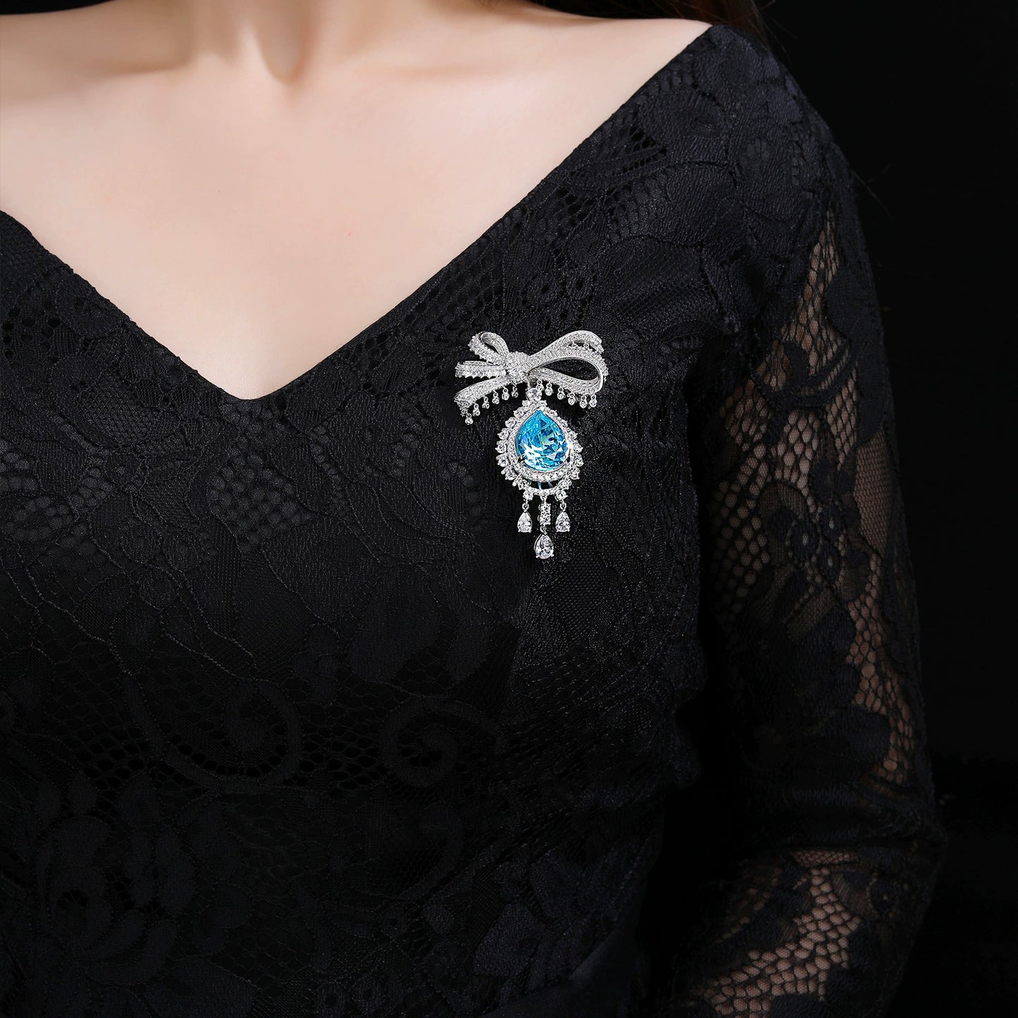 Diamond Ribbon Sapphire Brooch Diamond Elegant Corsage