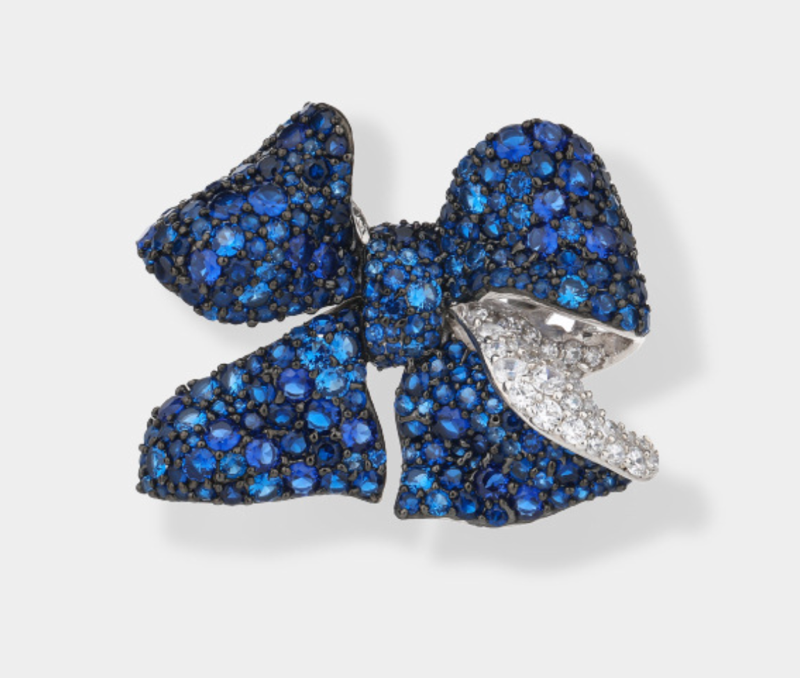 Bow Petal Diamond Brooch Blue Hundred High-end Corsage