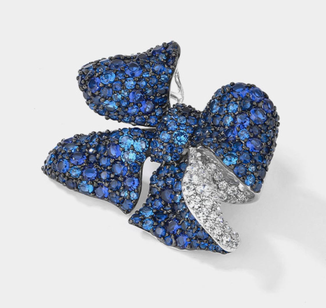 Bow Petal Diamond Brooch Blue Hundred High-end Corsage