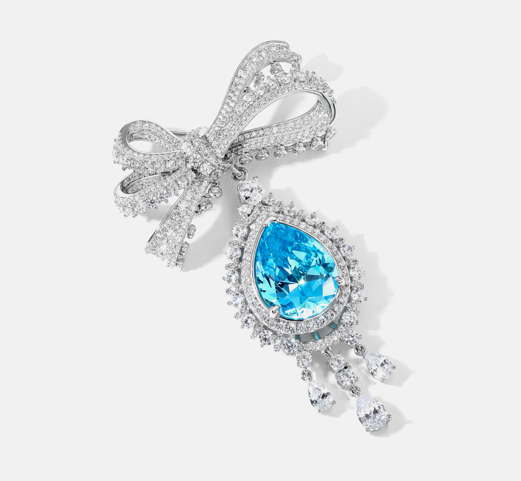 Diamond Ribbon Sapphire Brooch Diamond Elegant Corsage