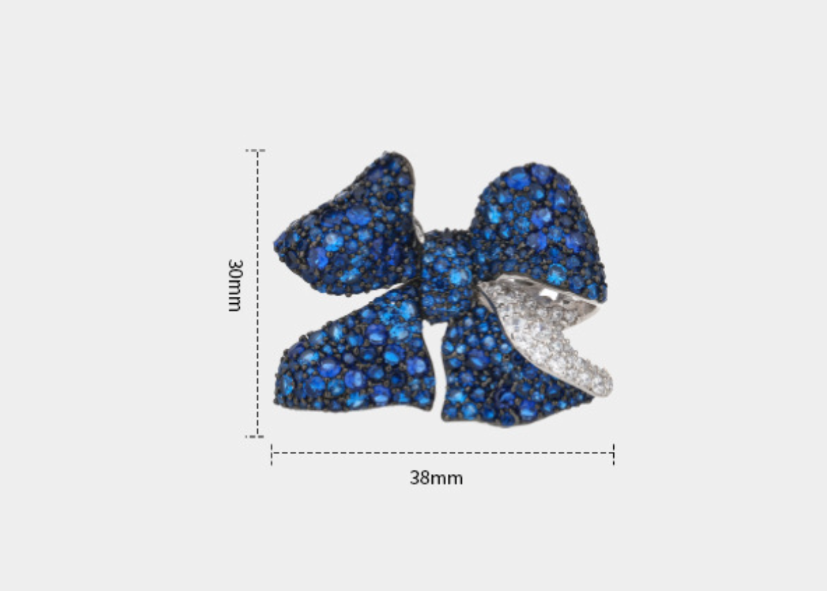 Bow Petal Diamond Brooch Blue Hundred High-end Corsage
