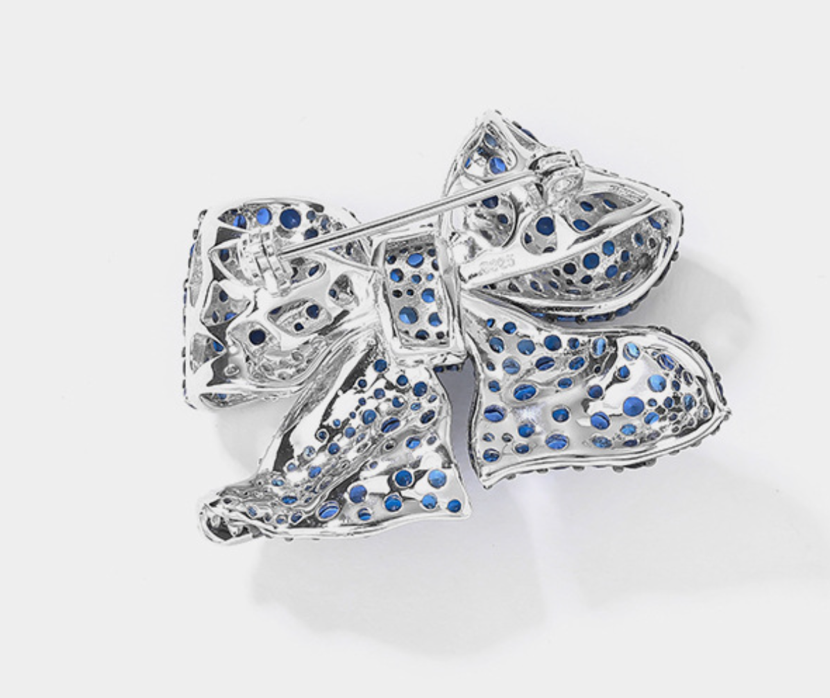 Bow Petal Diamond Brooch Blue Hundred High-end Corsage