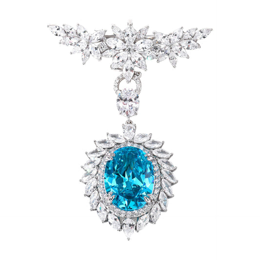 Diamond Sapphire Diamond Brooch Necklace Pendant Dual Purpose Corsage