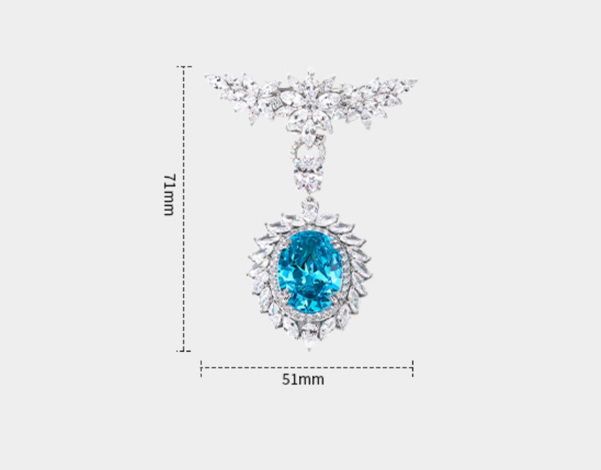 Diamond Sapphire Diamond Brooch Necklace Pendant Dual Purpose Corsage