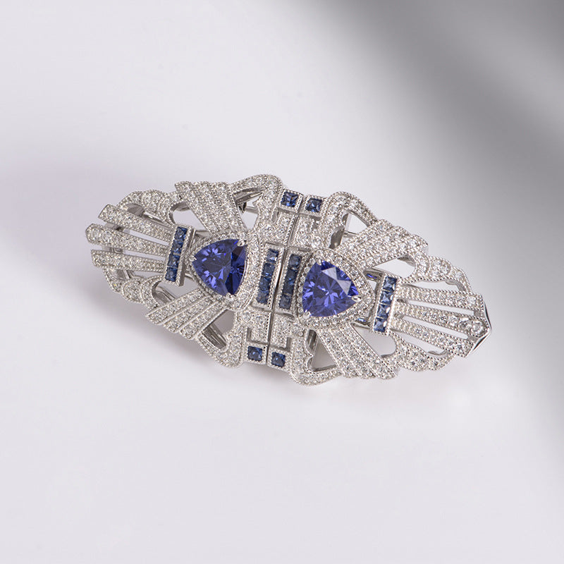 Tanzanite Blue Vintage Brooch Scarf Clasp Detachable
