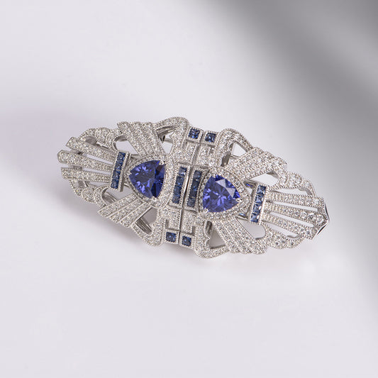 Tanzanite Blue Vintage Brooch Scarf Clasp Detachable