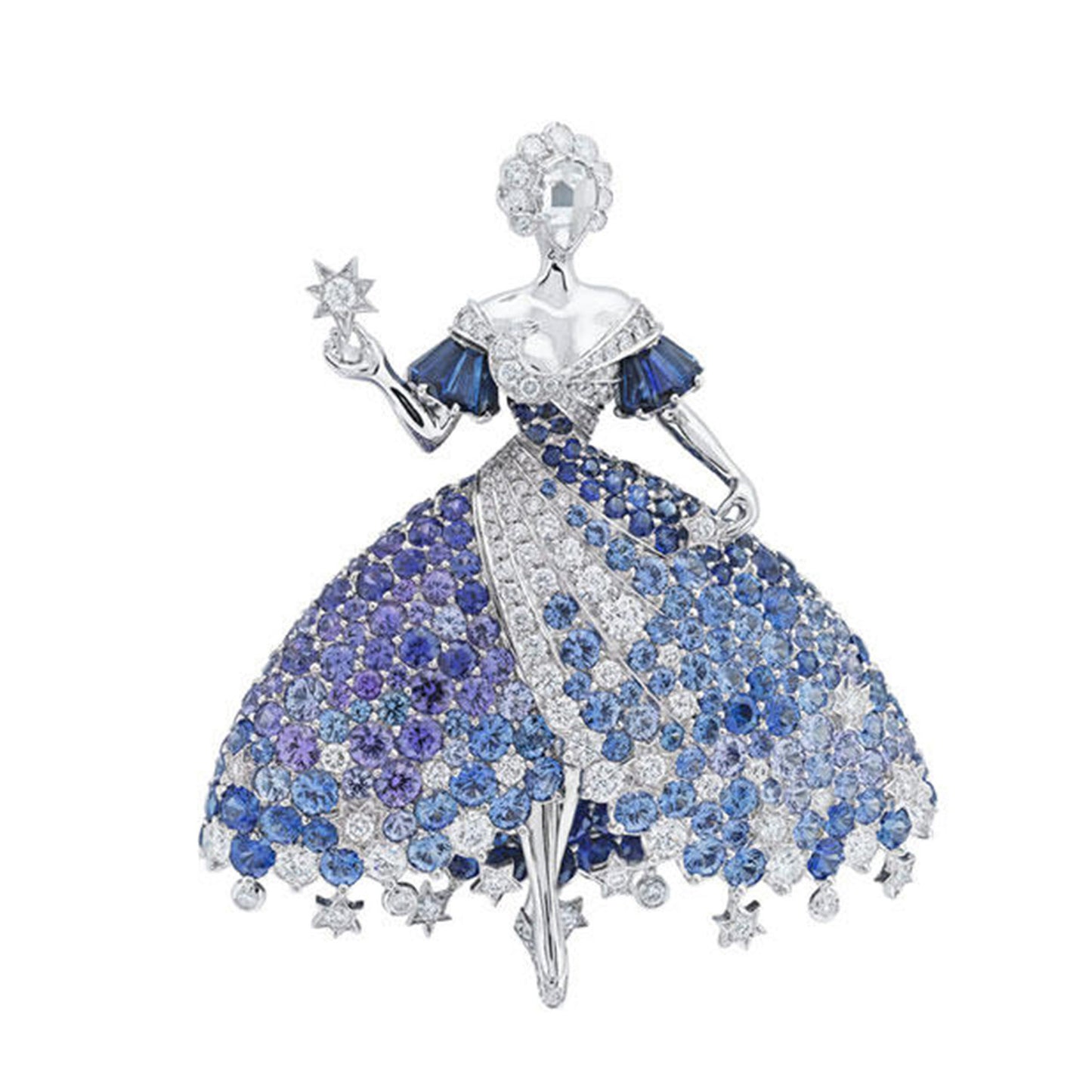 Royal Blue Fashion Dancing Elf Fairy High Carbon Diamond Brooch