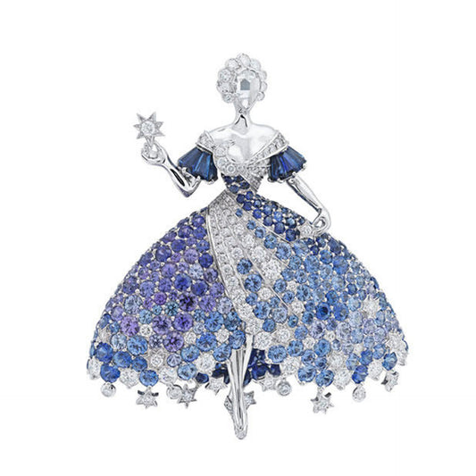 Royal Blue Fashion Dancing Elf Fairy High Carbon Diamond Brooch