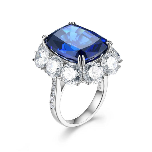 Royal Blue Large Carat High Carbon Diamond Ring