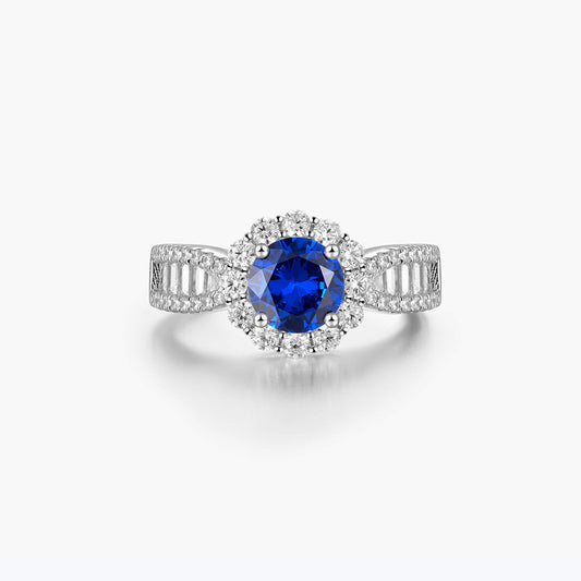 Blue Round Diamond Premium Royal Sapphire Ring