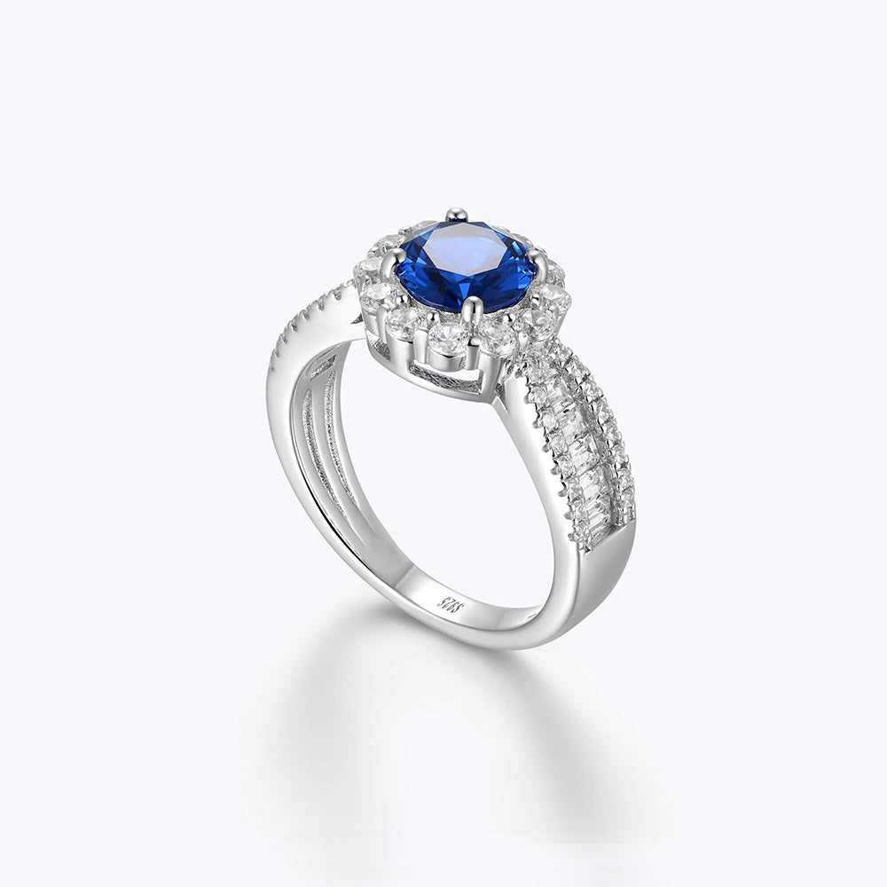 Blue Round Diamond Premium Royal Sapphire Ring