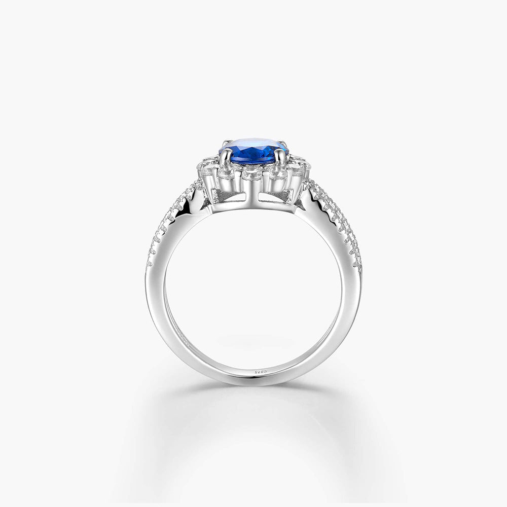 Blue Round Diamond Premium Royal Sapphire Ring