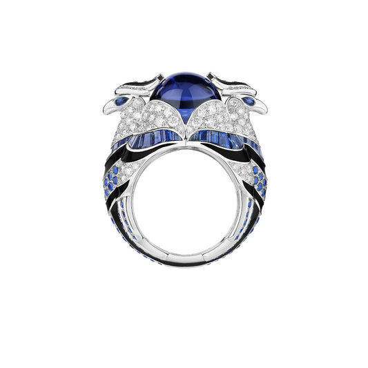 High Carbon Diamond Royal Blue Double Headed Eagle Ring