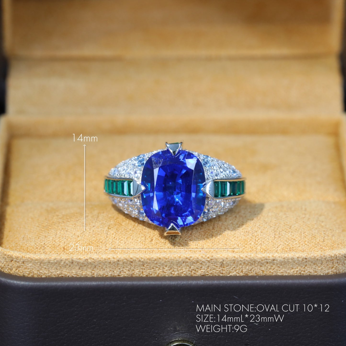 Royal Sapphire Blue Corundum High Carbon Diamond Ring