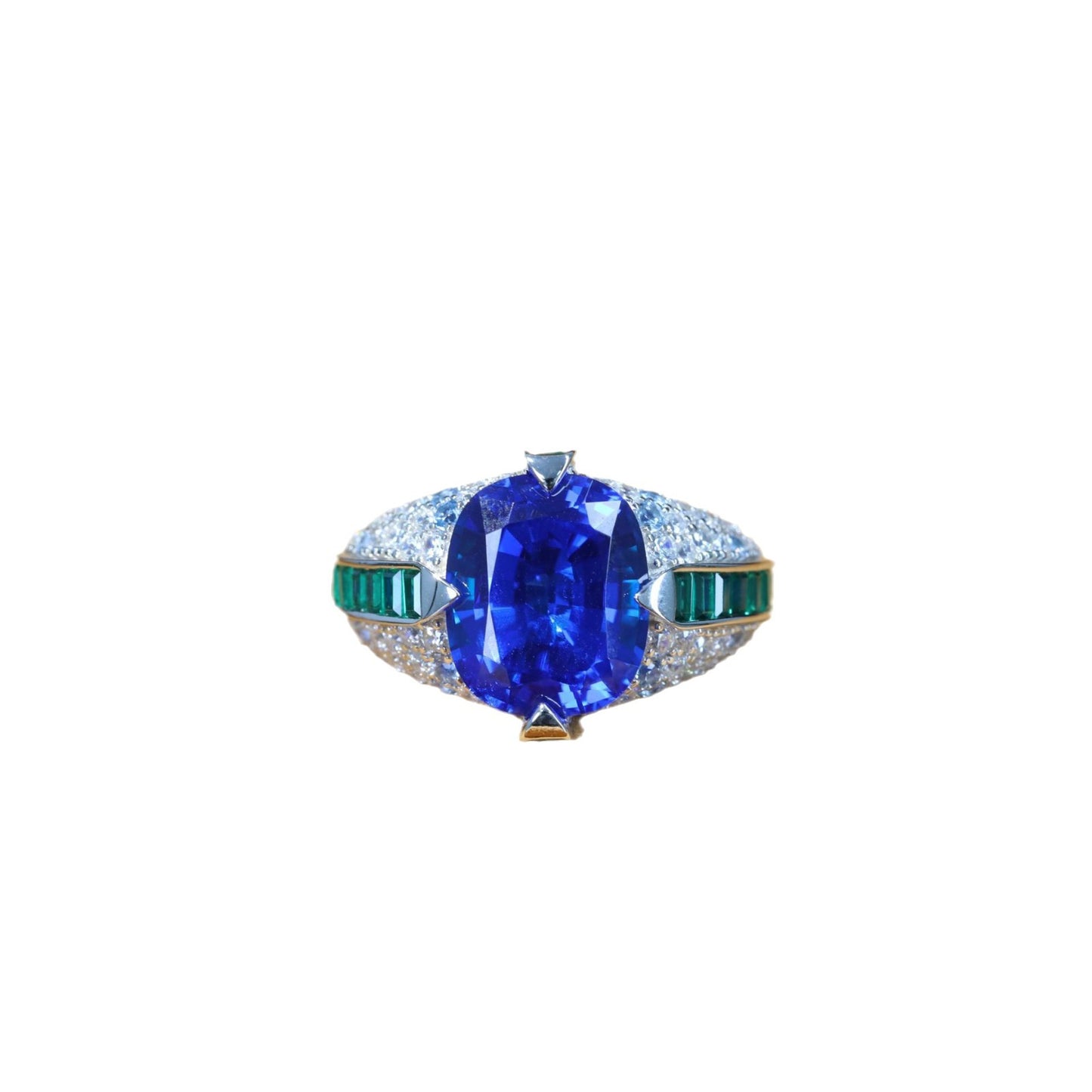 Royal Sapphire Blue Corundum High Carbon Diamond Ring