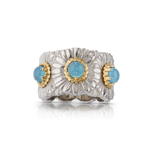 Little Daisy Blue Onyx High Carbon Diamond Ring