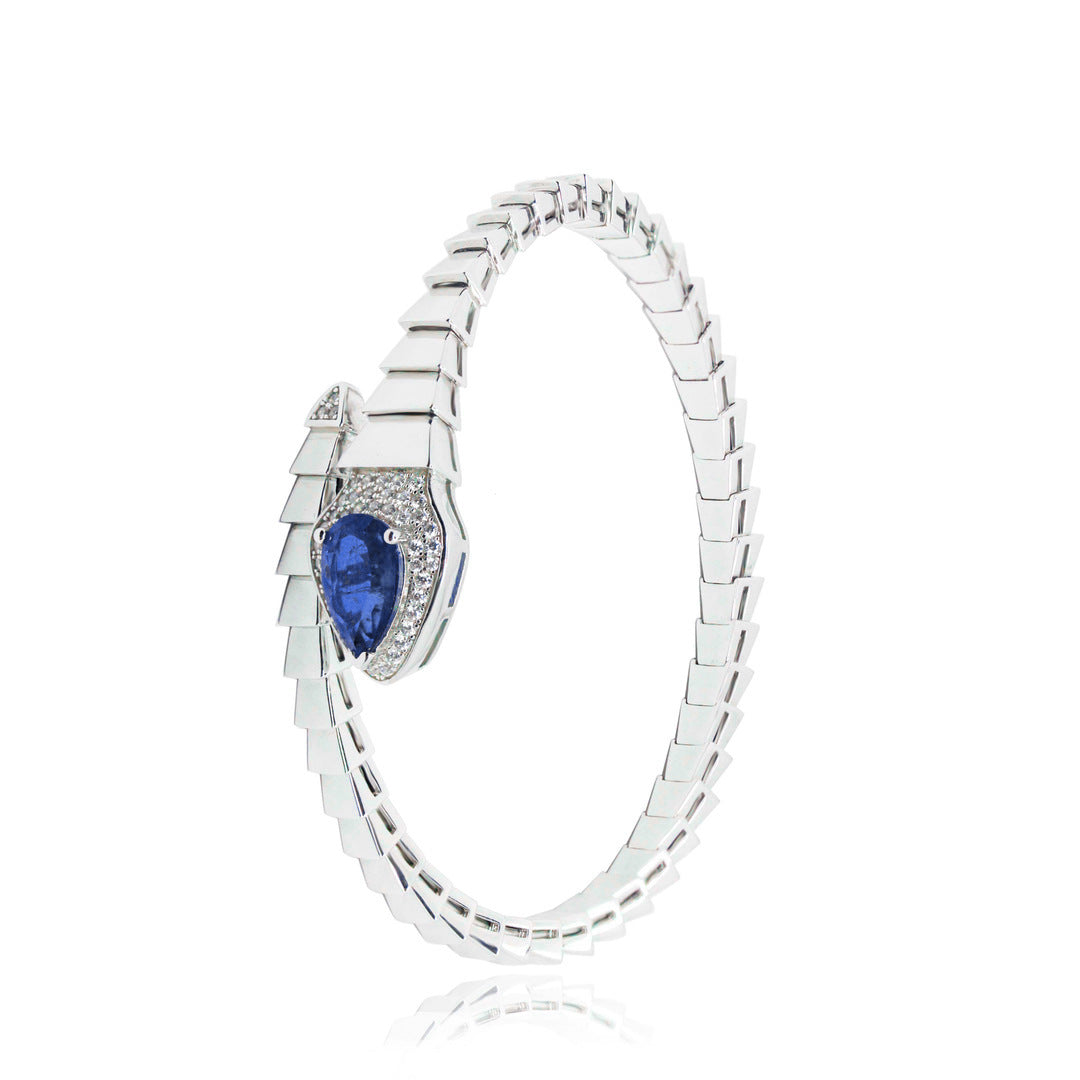 High Carbon Diamond Spirit Snake Royal Blue Pear Cut Bracelet