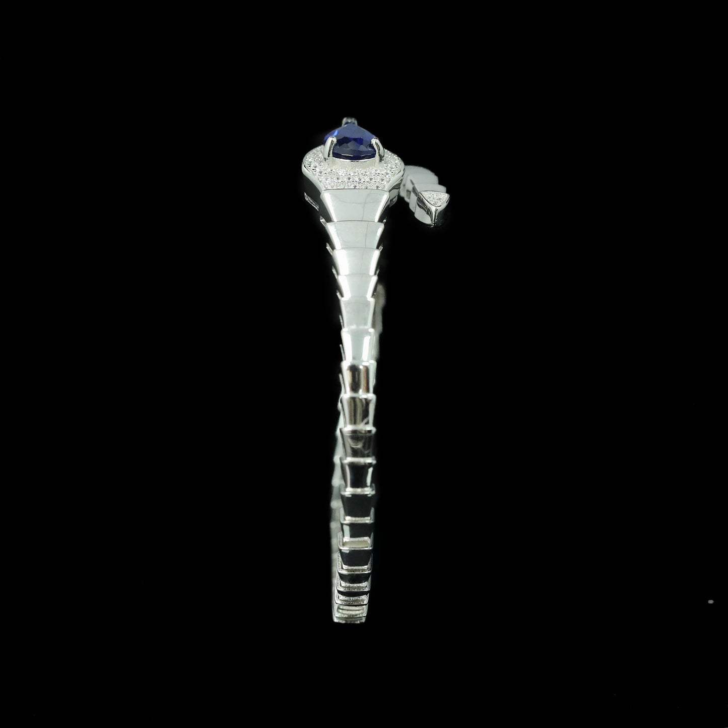 High Carbon Diamond Spirit Snake Royal Blue Pear Cut Bracelet