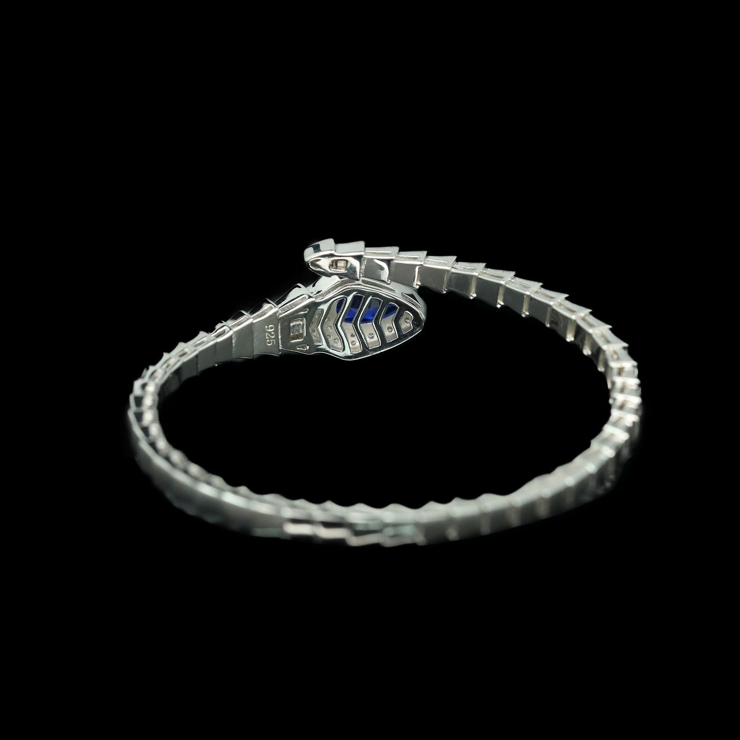 High Carbon Diamond Spirit Snake Royal Blue Pear Cut Bracelet