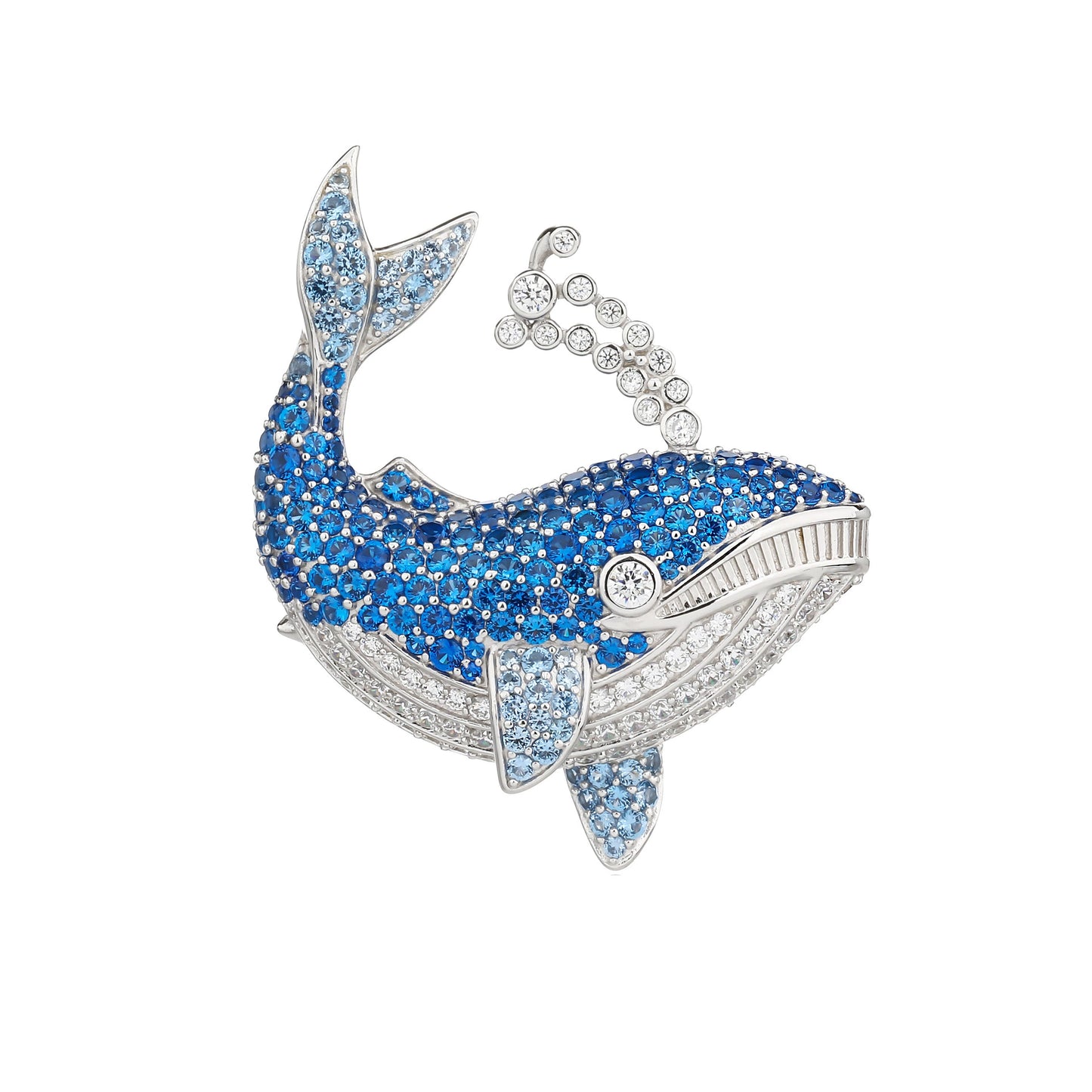 Water Jet Dolphin Blue Diamond Brooch Haute Corsage