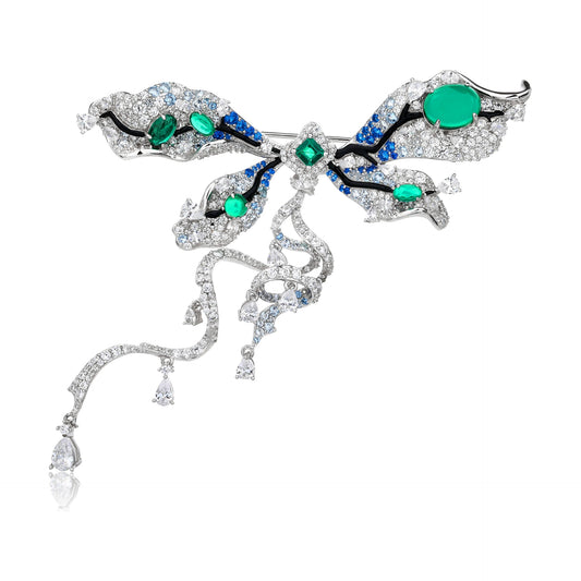 Blue-Green Butterfly Diamond Brooch Luxury Corsage