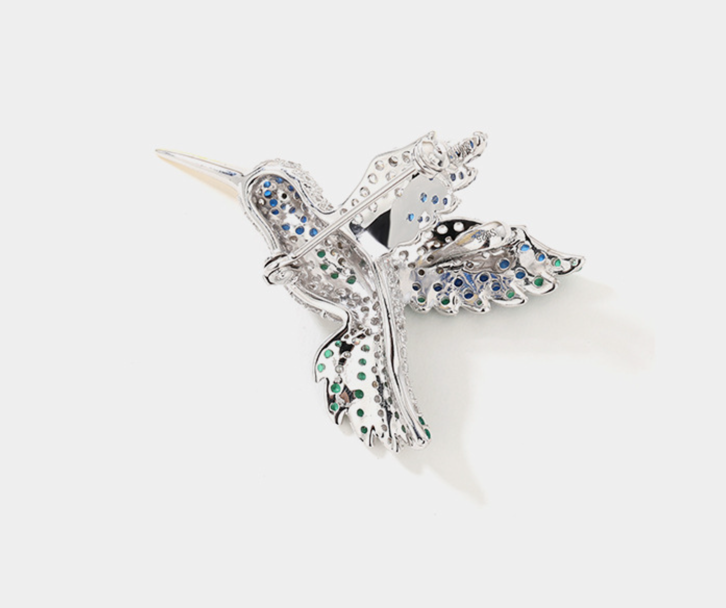 Hummingbird Blue Green Diamond Brooch Premium Corsage