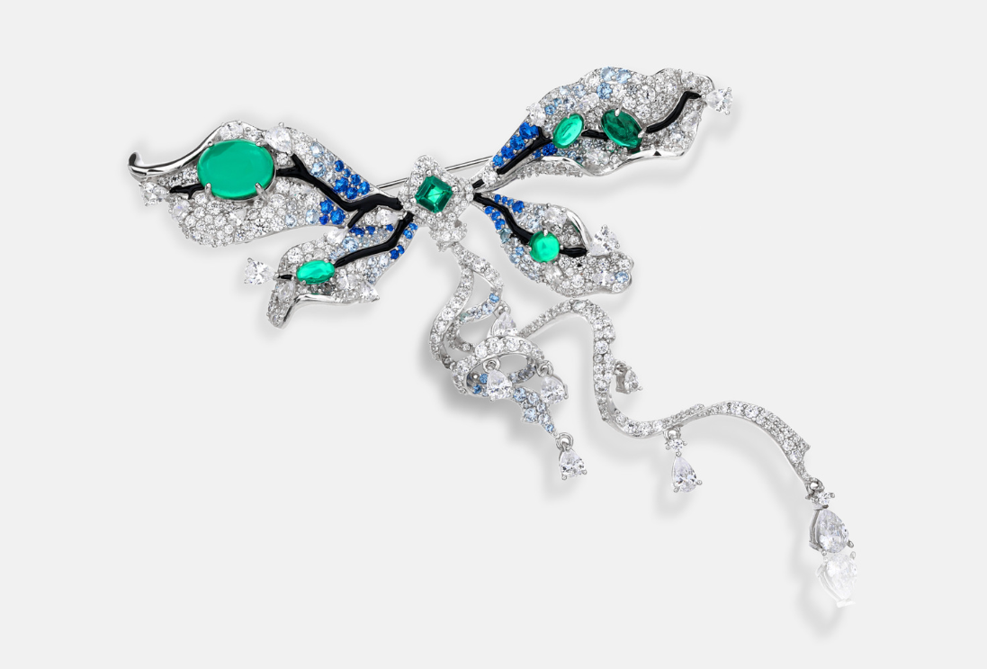 Blue-Green Butterfly Diamond Brooch Luxury Corsage