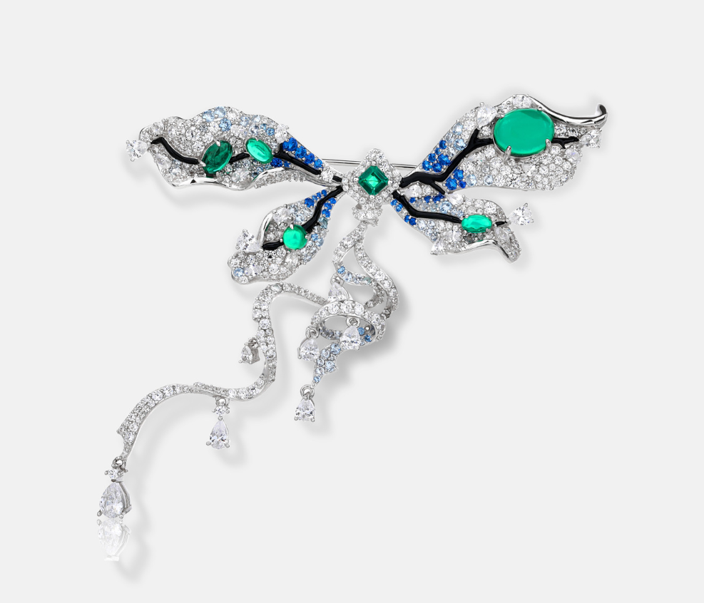 Blue-Green Butterfly Diamond Brooch Luxury Corsage