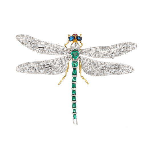 Blue Green Diamond Dragonfly Brooch Premium Corsage Niche Versatile