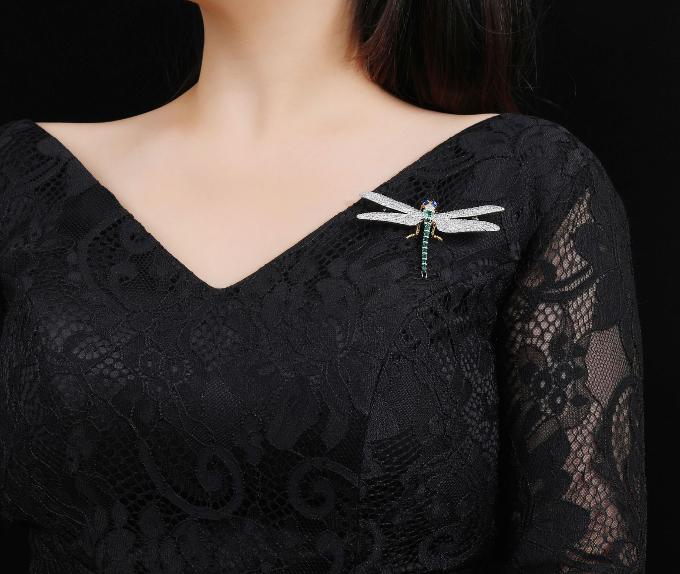 Blue Green Diamond Dragonfly Brooch Premium Corsage Niche Versatile