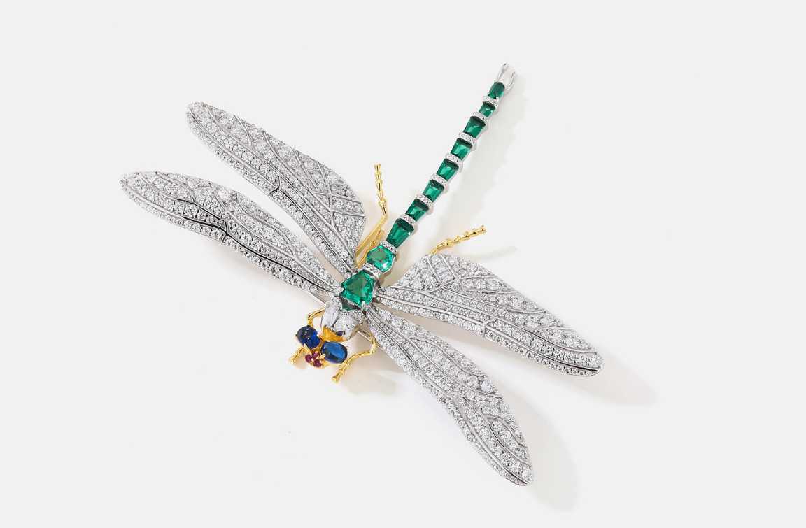 Blue Green Diamond Dragonfly Brooch Premium Corsage Niche Versatile
