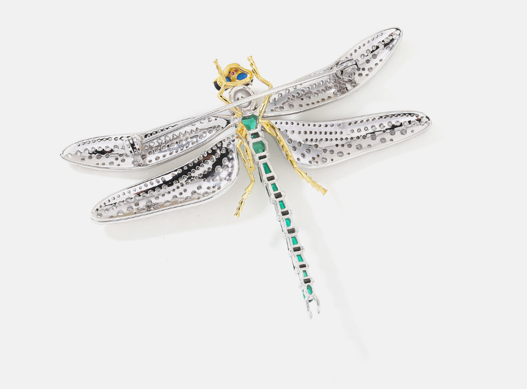 Blue Green Diamond Dragonfly Brooch Premium Corsage Niche Versatile